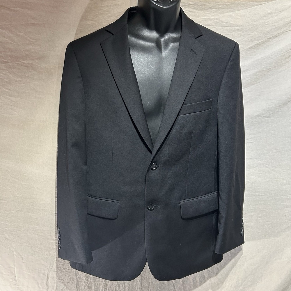 Pronto Uomo Platinum Blazer Mens 40R Black 100% Wool 2 Button Sport Coat